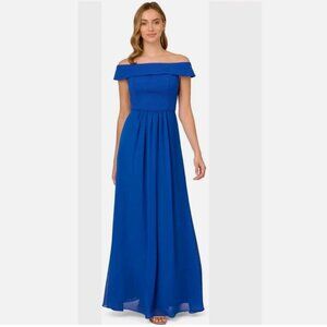 Adrianna Papell Womens Crepe Chiffon Gown (Cobalt Blue, 14)